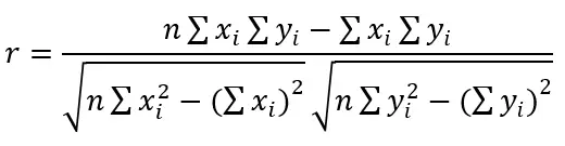 formula coeficiente de correlación