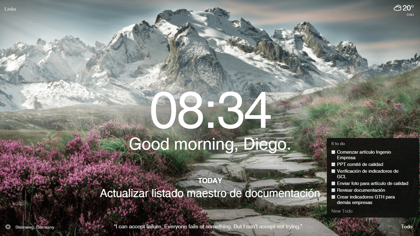 Ejemplo de momentum extensión chrome