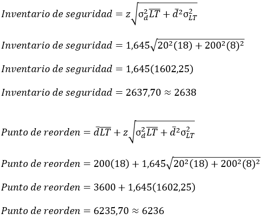 ejemplo de demanda variable tiempo de entrega variable