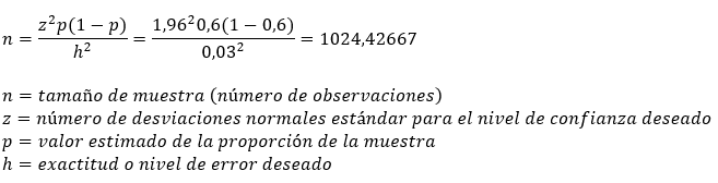Ejemplo tamaño de muestra